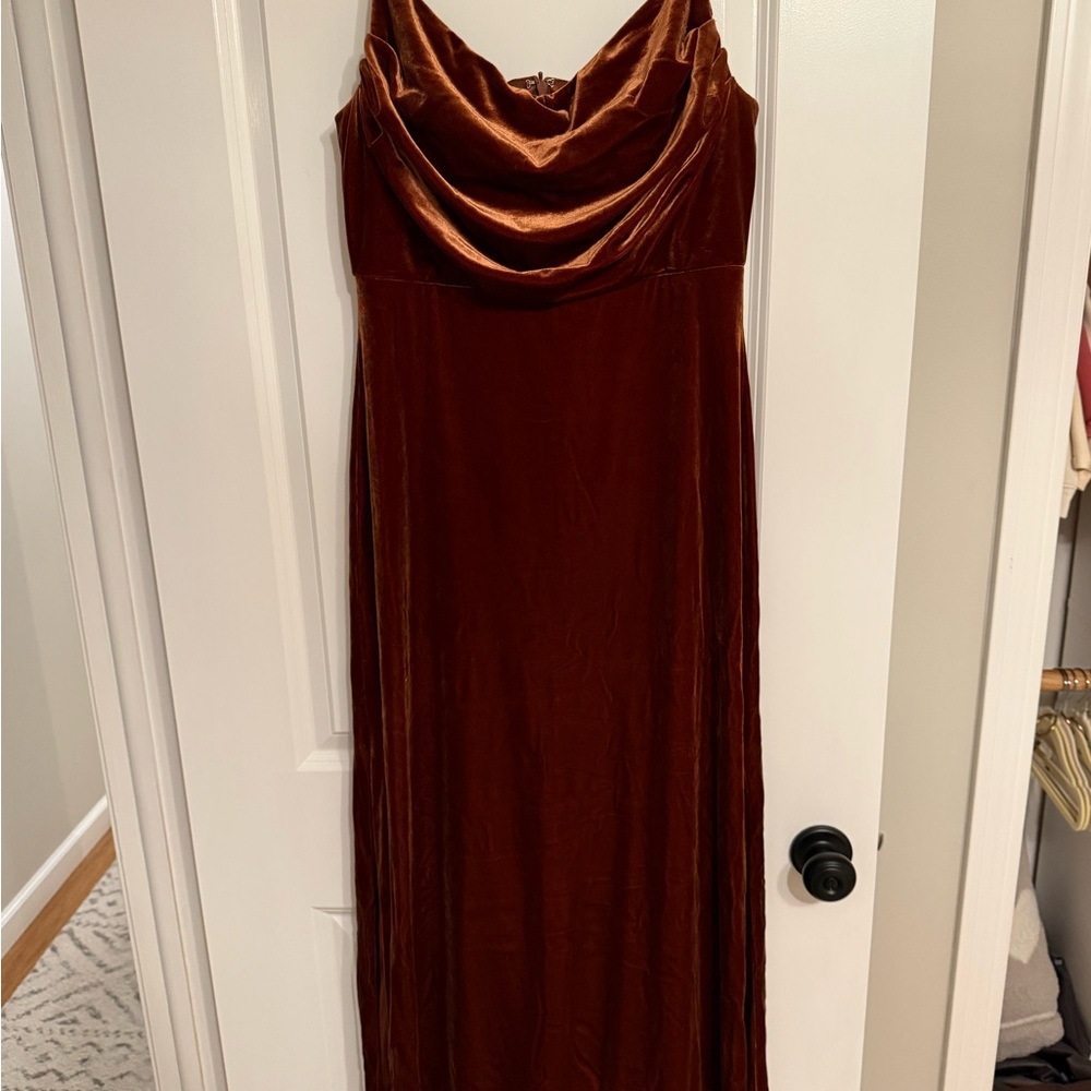Revelry Skye Velvet Dress - Rust